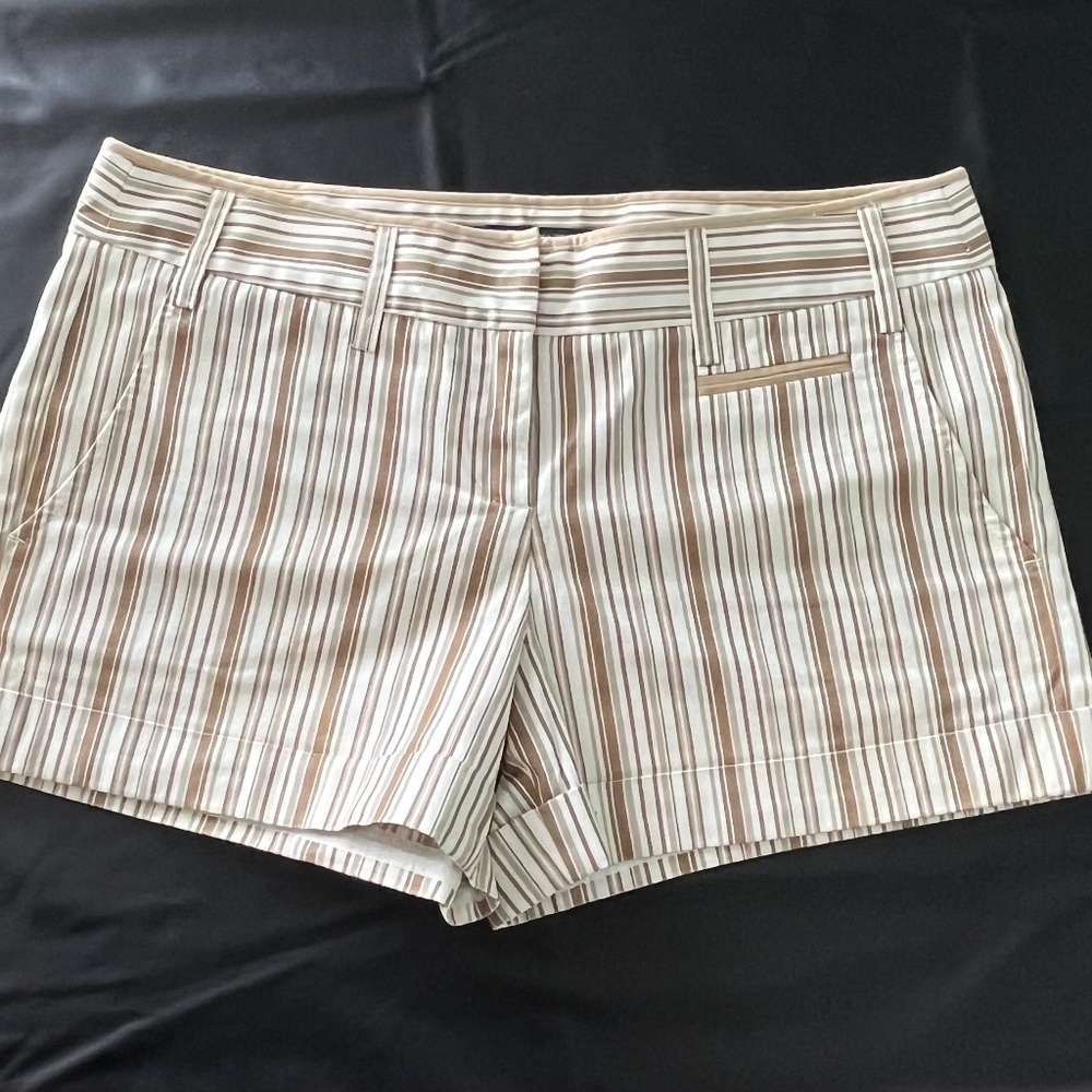 NWOT BCBG MaxAzria Brown/Cream Striped Short 8